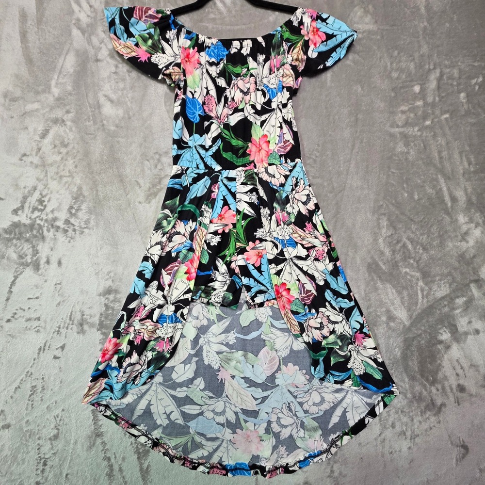 1st Kiss Girls Floral High Low Maxi Romper Black Tropical Print FRH3523G 14/16